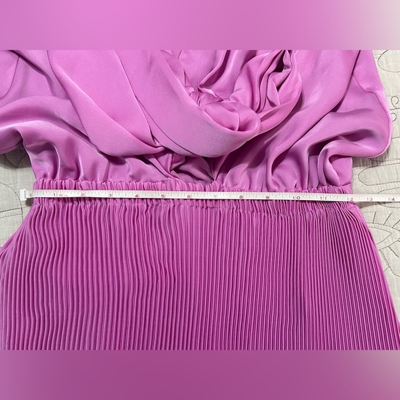 NEW Ramy Brook Zaylee Knotted Bodice Pleated Gown Sz S Pink Plunging Neckline - Picture 7 of 11